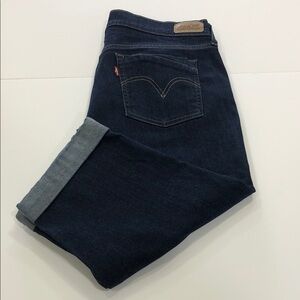 Levi’s Women’s Dark Blue Capri Jeans | Size 12 | Rolled Hem |Stretch Denim